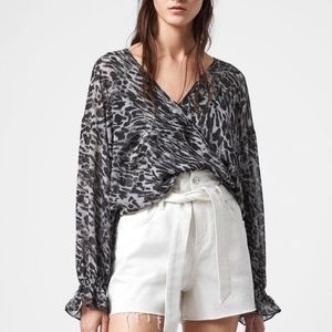 NWT All Saints Pale Grey Penny Ambient Top Size Small